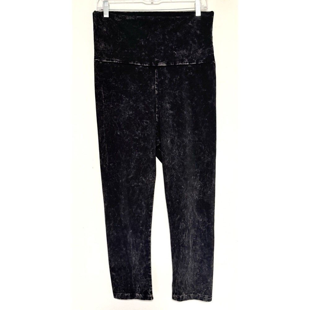 Chatoyant Foldover Waist Yoga Pants Sz L Mineral Wash Dark Gray USA